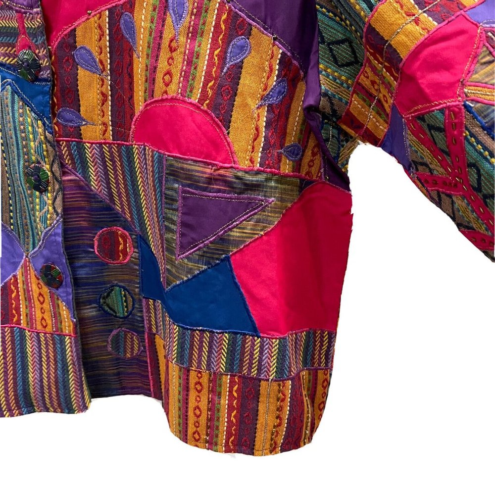 Sharon Anthony Funky Boho Quilted Patchwork Jacket - image 5